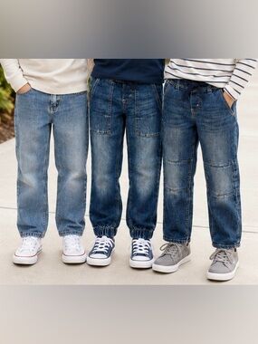 Boys Pull On Jeans Bundle Adjustable Waist Levi’s Denizen & Faded Glory Sz 6 & 8